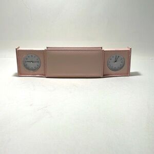 Red Envelope Pink Leather Dual Time Clock - NIB